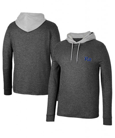 Men's Black Pitt Panthers Ballot Waffle-Knit Thermal Long Sleeve Hoodie T-shirt $37.09 T-Shirts