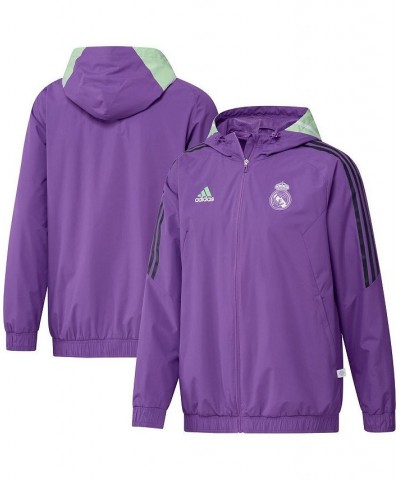 Men's Purple Real Madrid Training All-Weather Raglan Full-Zip Hoodie Jacket $41.40 Jackets