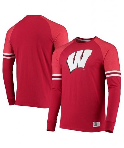 Men's Red Wisconsin Badgers Game Day Sleeve Stripe Raglan Long Sleeve T-shirt $34.79 T-Shirts