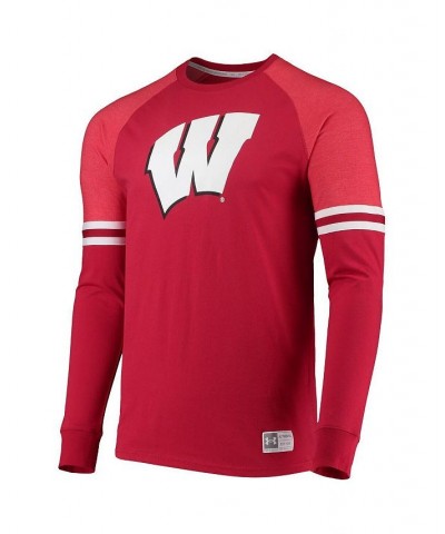 Men's Red Wisconsin Badgers Game Day Sleeve Stripe Raglan Long Sleeve T-shirt $34.79 T-Shirts