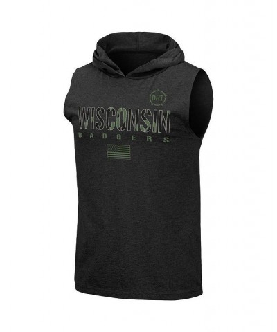 Men's Black Wisconsin Badgers OHT Military-Inspired Appreciation Camo Logo Hoodie Sleeveless T-shirt $24.74 T-Shirts