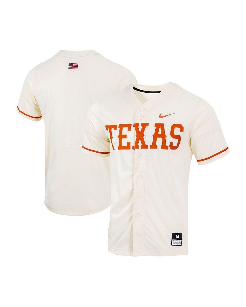 Men's Natural Texas Longhorns Replica Full-Button Baseball Jersey $48.00 Jersey