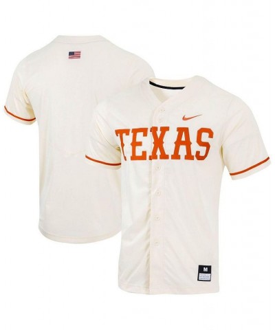 Men's Natural Texas Longhorns Replica Full-Button Baseball Jersey $48.00 Jersey