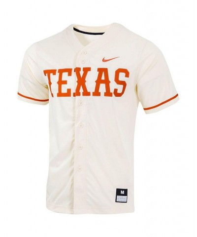 Men's Natural Texas Longhorns Replica Full-Button Baseball Jersey $48.00 Jersey