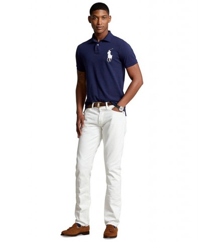 Men's Big Pony Custom Slim Fit Mesh Polo Blue $53.75 Polo Shirts