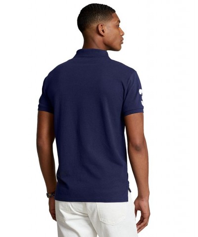 Men's Big Pony Custom Slim Fit Mesh Polo Blue $53.75 Polo Shirts