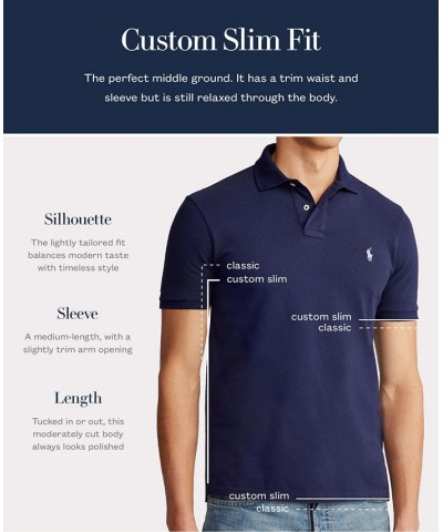 Men's Big Pony Custom Slim Fit Mesh Polo Blue $53.75 Polo Shirts