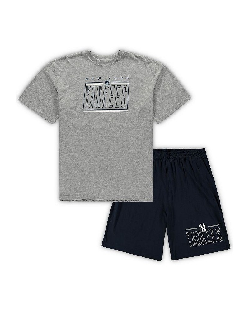 Men's Heathered Gray, Navy New York Yankees Big and Tall T-shirt and Shorts Sleep Set $34.40 Pajama