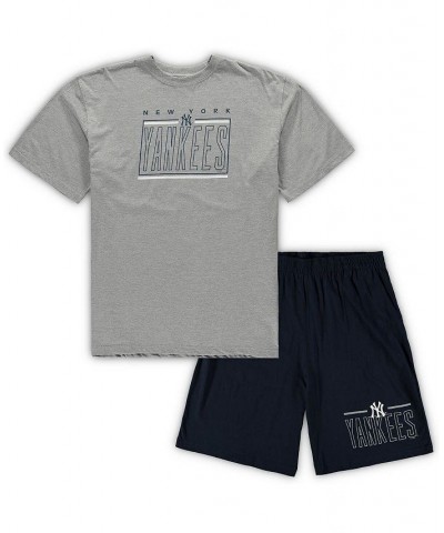 Men's Heathered Gray, Navy New York Yankees Big and Tall T-shirt and Shorts Sleep Set $34.40 Pajama