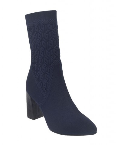 Women's Vartly Stretch Knit Bootie with Memory Foam Blue $32.55 Shoes