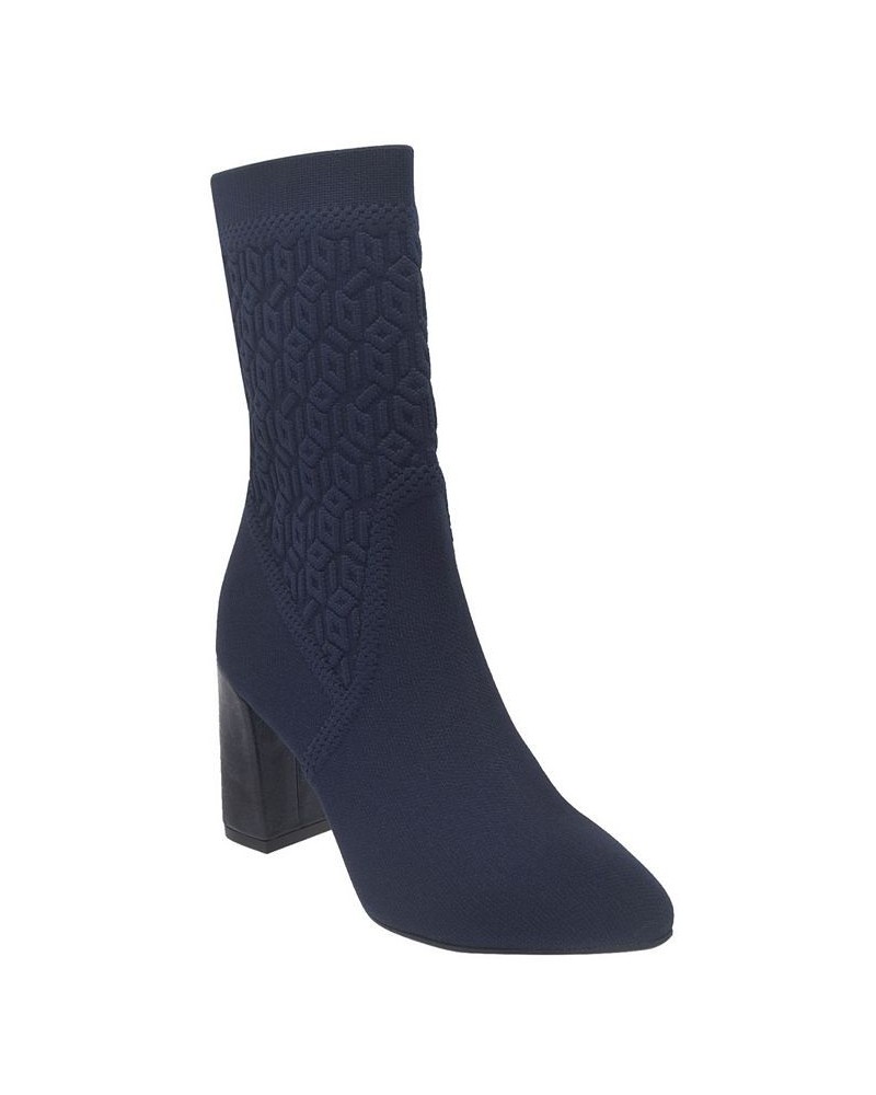 Women's Vartly Stretch Knit Bootie with Memory Foam Blue $32.55 Shoes