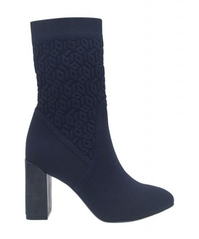 Women's Vartly Stretch Knit Bootie with Memory Foam Blue $32.55 Shoes