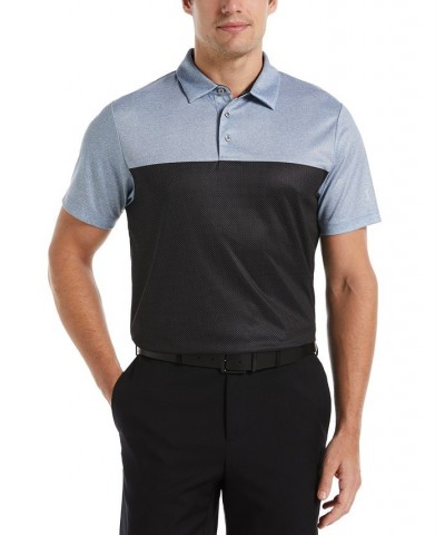 Men's Athletic-Fit Airflux Birdseye Block Print Short Sleeve Golf Polo Shirt PD06 $13.92 Polo Shirts