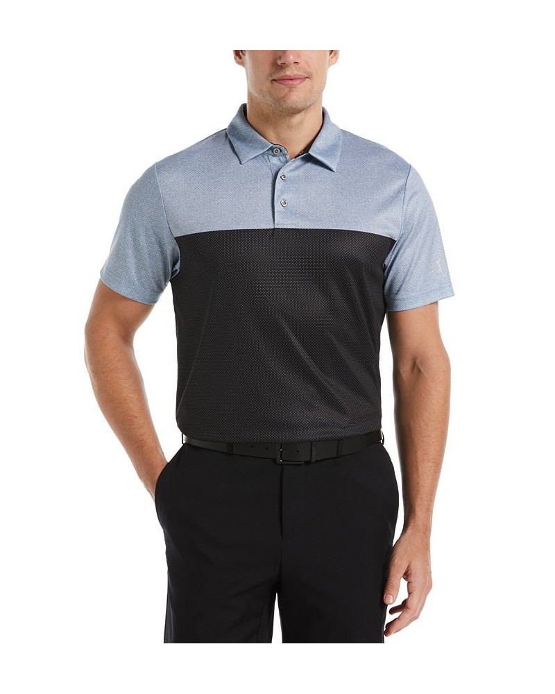 Men's Athletic-Fit Airflux Birdseye Block Print Short Sleeve Golf Polo Shirt PD06 $13.92 Polo Shirts