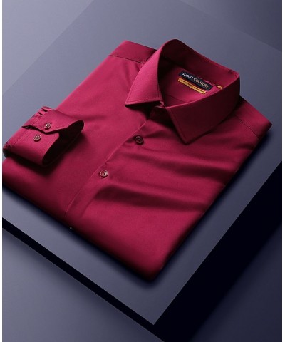 Men's Solid Slim Fit Wrinkle Free Stretch Long Sleeve Button Down Shirt Burgundy $35.39 Dress Shirts