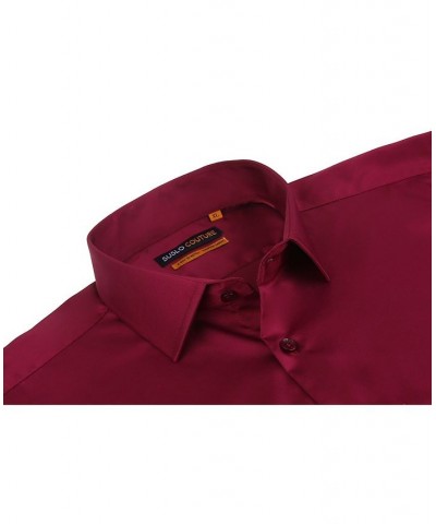 Men's Solid Slim Fit Wrinkle Free Stretch Long Sleeve Button Down Shirt Burgundy $35.39 Dress Shirts