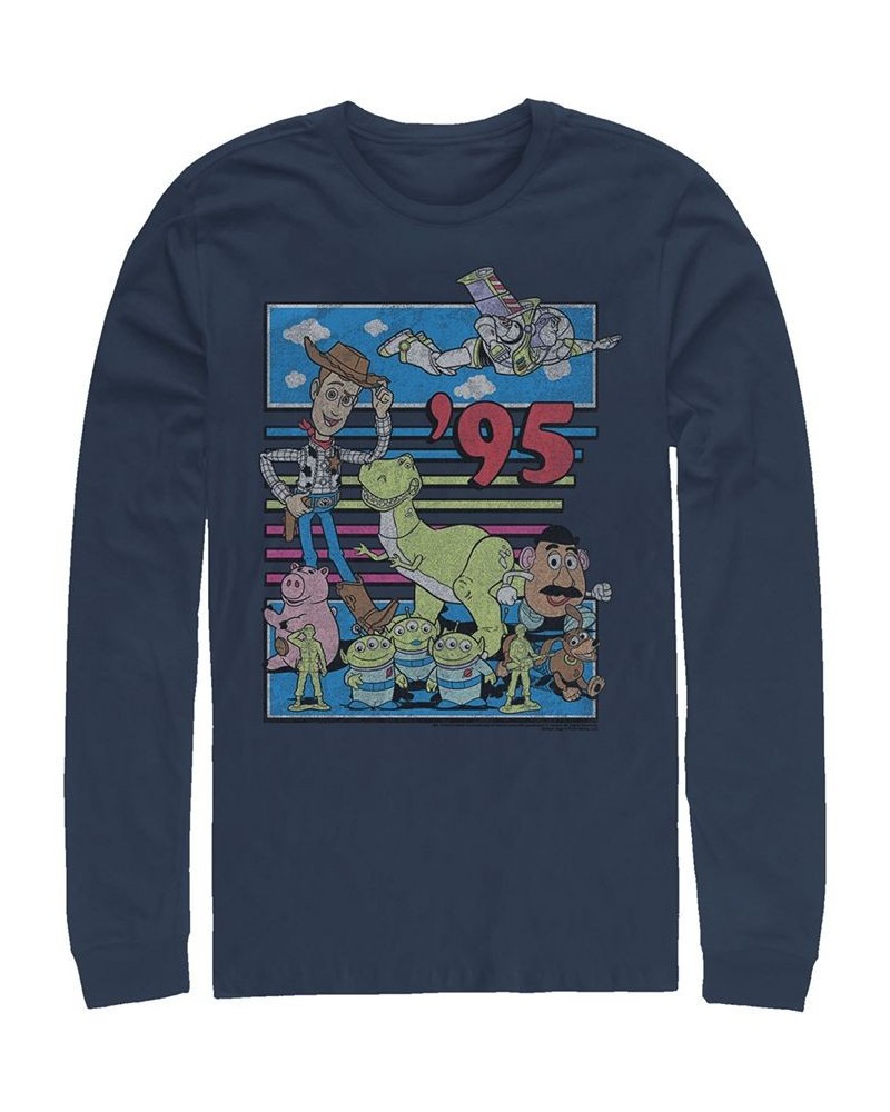 Disney Pixar Men's Toy Story 95 Retro Distressed, Long Sleeve T-Shirt Blue $18.00 T-Shirts