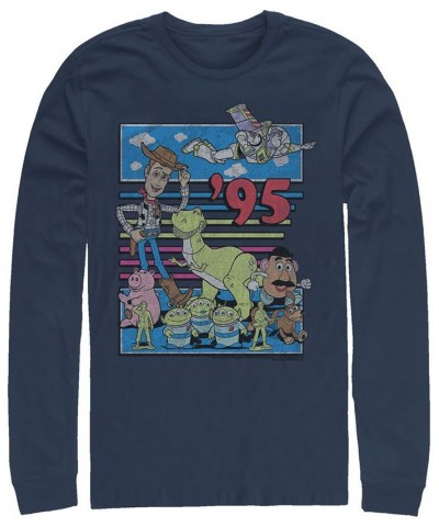 Disney Pixar Men's Toy Story 95 Retro Distressed, Long Sleeve T-Shirt Blue $18.00 T-Shirts