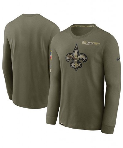 Men's Olive New Orleans Saints 2021 Salute To Service Performance Long Sleeve T-Shirt $25.36 T-Shirts