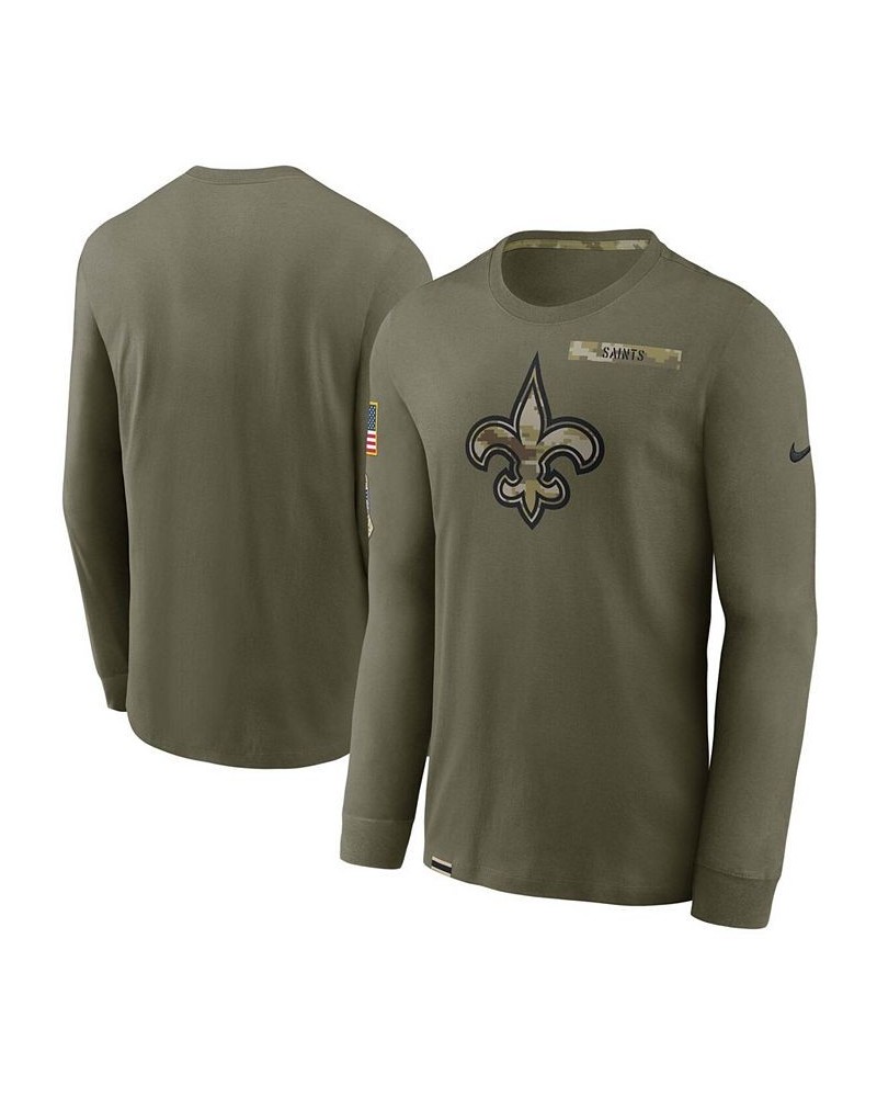 Men's Olive New Orleans Saints 2021 Salute To Service Performance Long Sleeve T-Shirt $25.36 T-Shirts