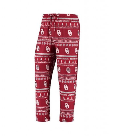 Men's Crimson Oklahoma Sooners Ugly Sweater Knit Long Sleeve Top and Pant Set $39.74 Pajama