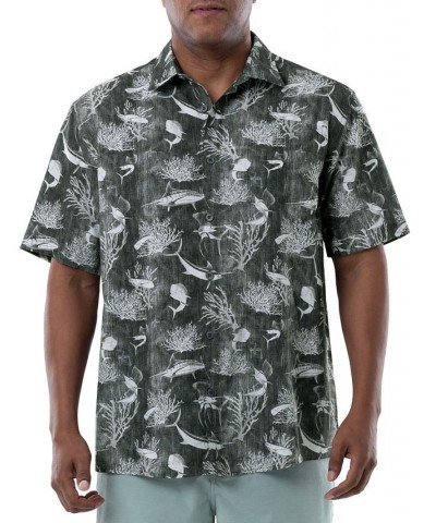 Men's Tonal Bills Short Sleeve Printed Fishing Shirt Gray $26.00 Shirts