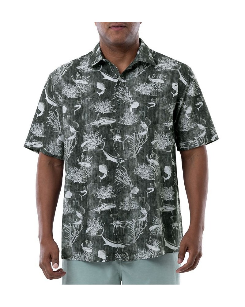 Men's Tonal Bills Short Sleeve Printed Fishing Shirt Gray $26.00 Shirts