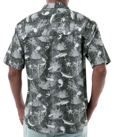 Men's Tonal Bills Short Sleeve Printed Fishing Shirt Gray $26.00 Shirts