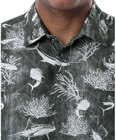 Men's Tonal Bills Short Sleeve Printed Fishing Shirt Gray $26.00 Shirts