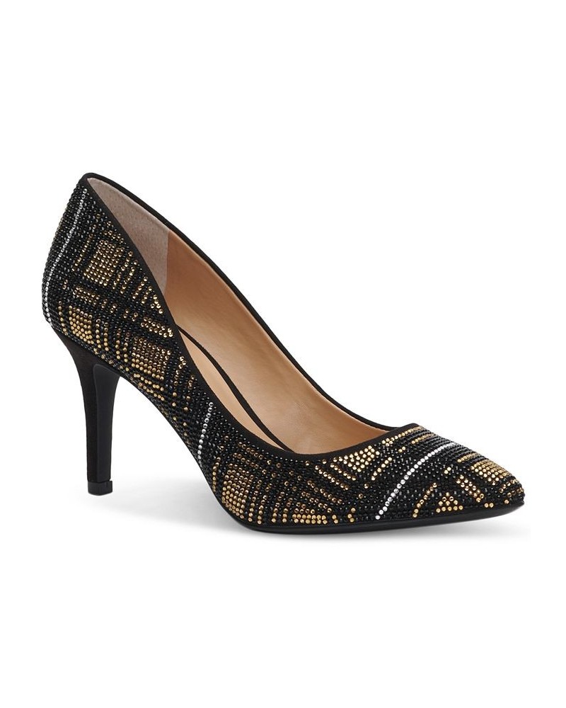 Women's Zitah Embellished Pointed Toe Pumps Gold $35.04 Shoes