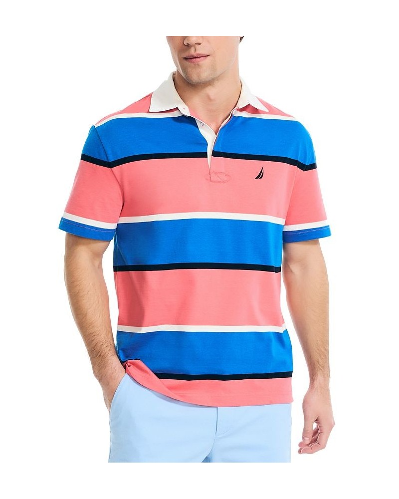 Men's Classic-Fit Rugby Striped Polo Pink $37.59 Polo Shirts