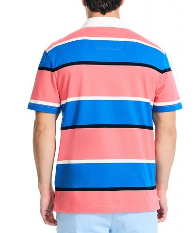 Men's Classic-Fit Rugby Striped Polo Pink $37.59 Polo Shirts