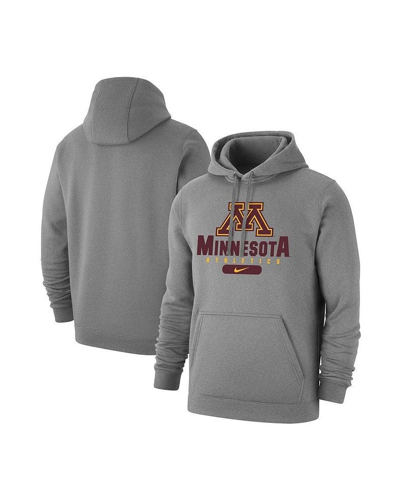 Men's Heathered Gray Minnesota Golden Gophers Big and Tall Club Stack Fleece Pullover Hoodie $36.55 Sweatshirt