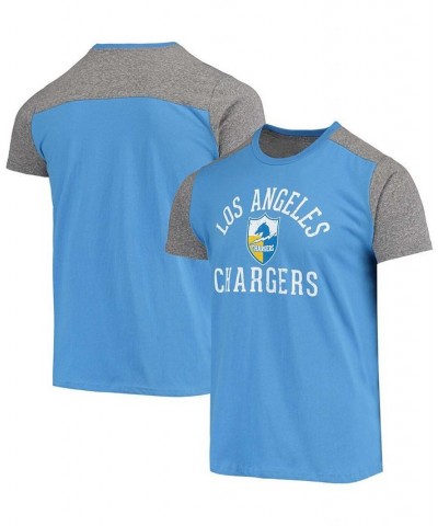 Men's Powder Blue, Heathered Gray Los Angeles Chargers Gridiron Classics Field Goal Slub T-shirt $24.75 T-Shirts