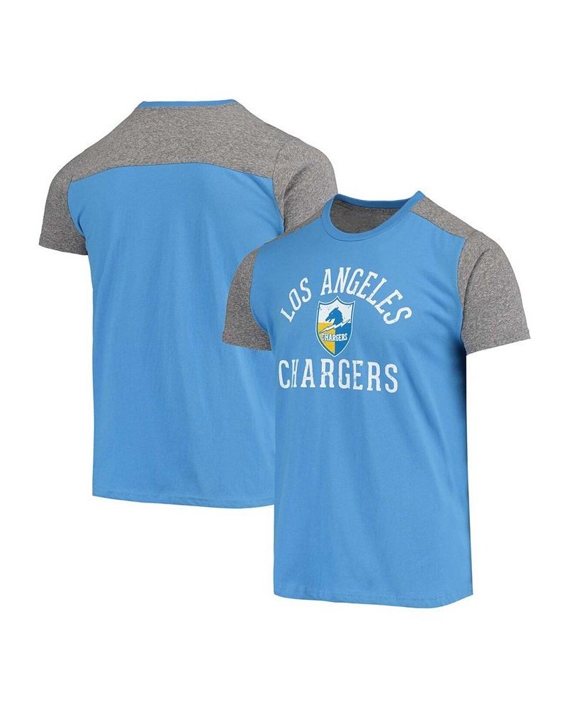 Men's Powder Blue, Heathered Gray Los Angeles Chargers Gridiron Classics Field Goal Slub T-shirt $24.75 T-Shirts