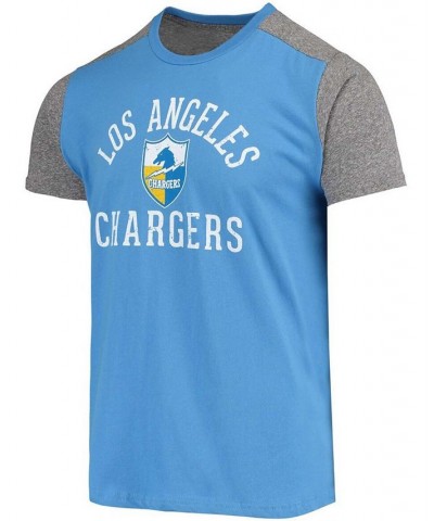 Men's Powder Blue, Heathered Gray Los Angeles Chargers Gridiron Classics Field Goal Slub T-shirt $24.75 T-Shirts