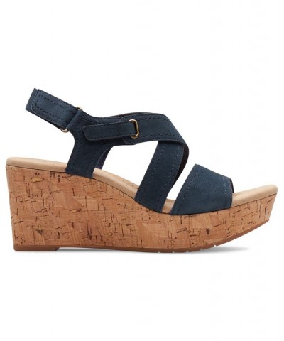 Women's Rose Way Crisscross Cork-Wedge Sandals Blue $52.32 Shoes