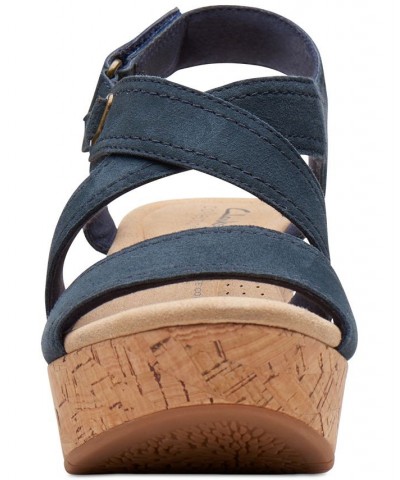 Women's Rose Way Crisscross Cork-Wedge Sandals Blue $52.32 Shoes