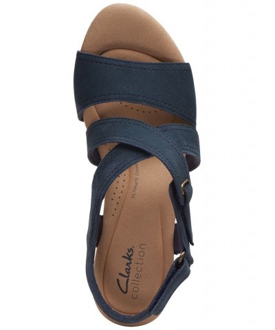 Women's Rose Way Crisscross Cork-Wedge Sandals Blue $52.32 Shoes