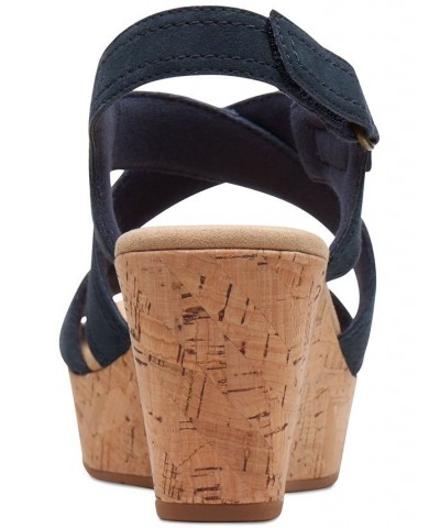 Women's Rose Way Crisscross Cork-Wedge Sandals Blue $52.32 Shoes