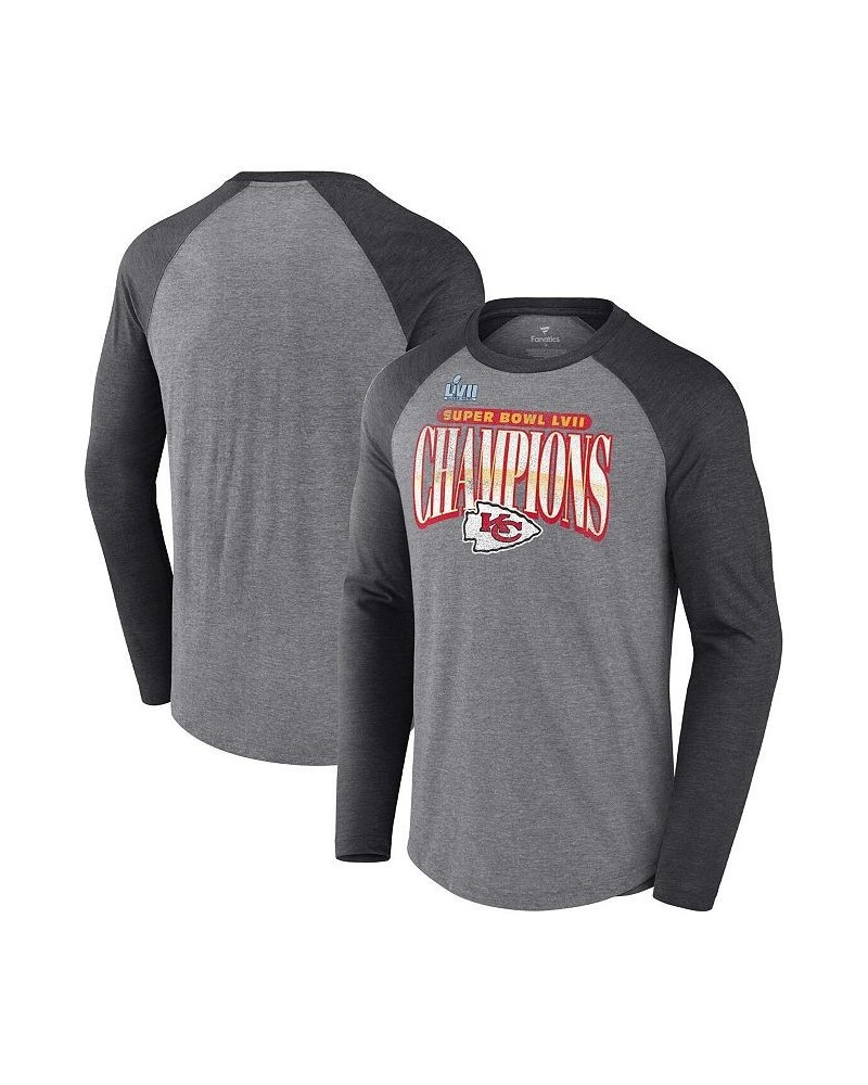 Men's Kansas City Chiefs Super Bowl LVII Champions Rewrite History Raglan Long Sleeve Tri-Blend T-shirt $24.20 T-Shirts