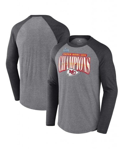 Men's Kansas City Chiefs Super Bowl LVII Champions Rewrite History Raglan Long Sleeve Tri-Blend T-shirt $24.20 T-Shirts