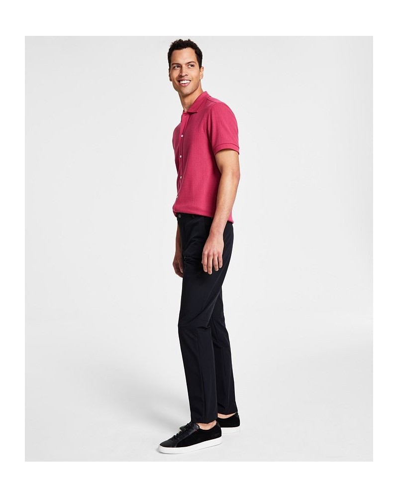 Men's Slim Fit Tech Solid Performance Dress Pants Black $24.75 Pants