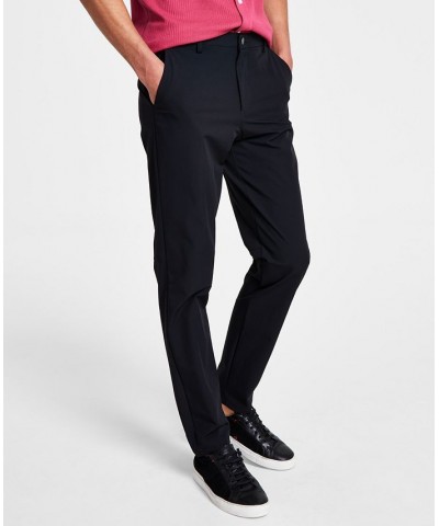 Men's Slim Fit Tech Solid Performance Dress Pants Black $24.75 Pants