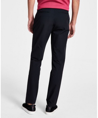 Men's Slim Fit Tech Solid Performance Dress Pants Black $24.75 Pants