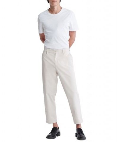 Men's Tapered Cropped Chino Pants White $25.48 Pants