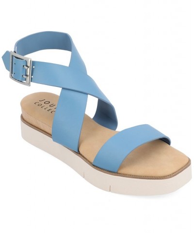 Women's Havalee Platform Sandals Blue $40.85 Shoes