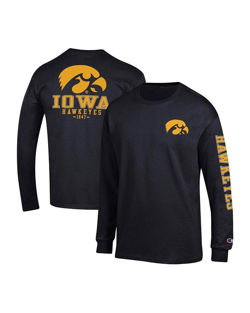 Men's Black Iowa Hawkeyes Team Stack Long Sleeve T-shirt $28.99 T-Shirts