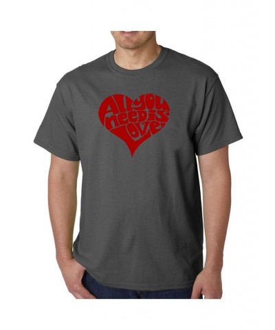 Men's All You Need is Love Word Art T-Shirt Gray $19.24 T-Shirts