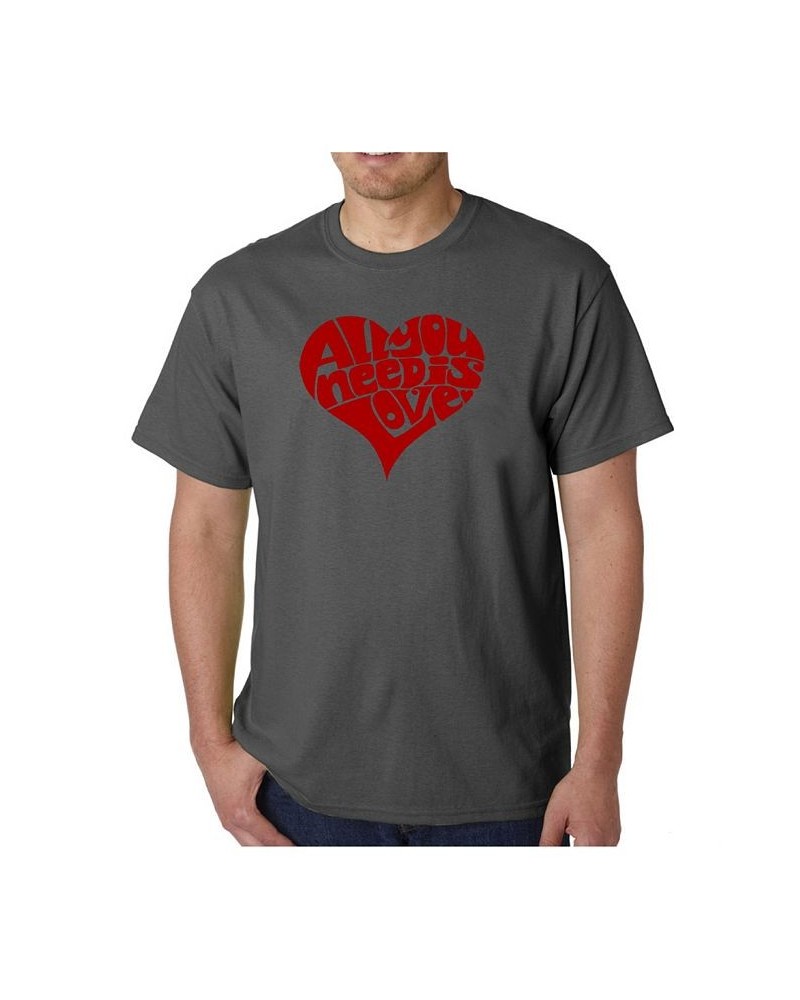 Men's All You Need is Love Word Art T-Shirt Gray $19.24 T-Shirts